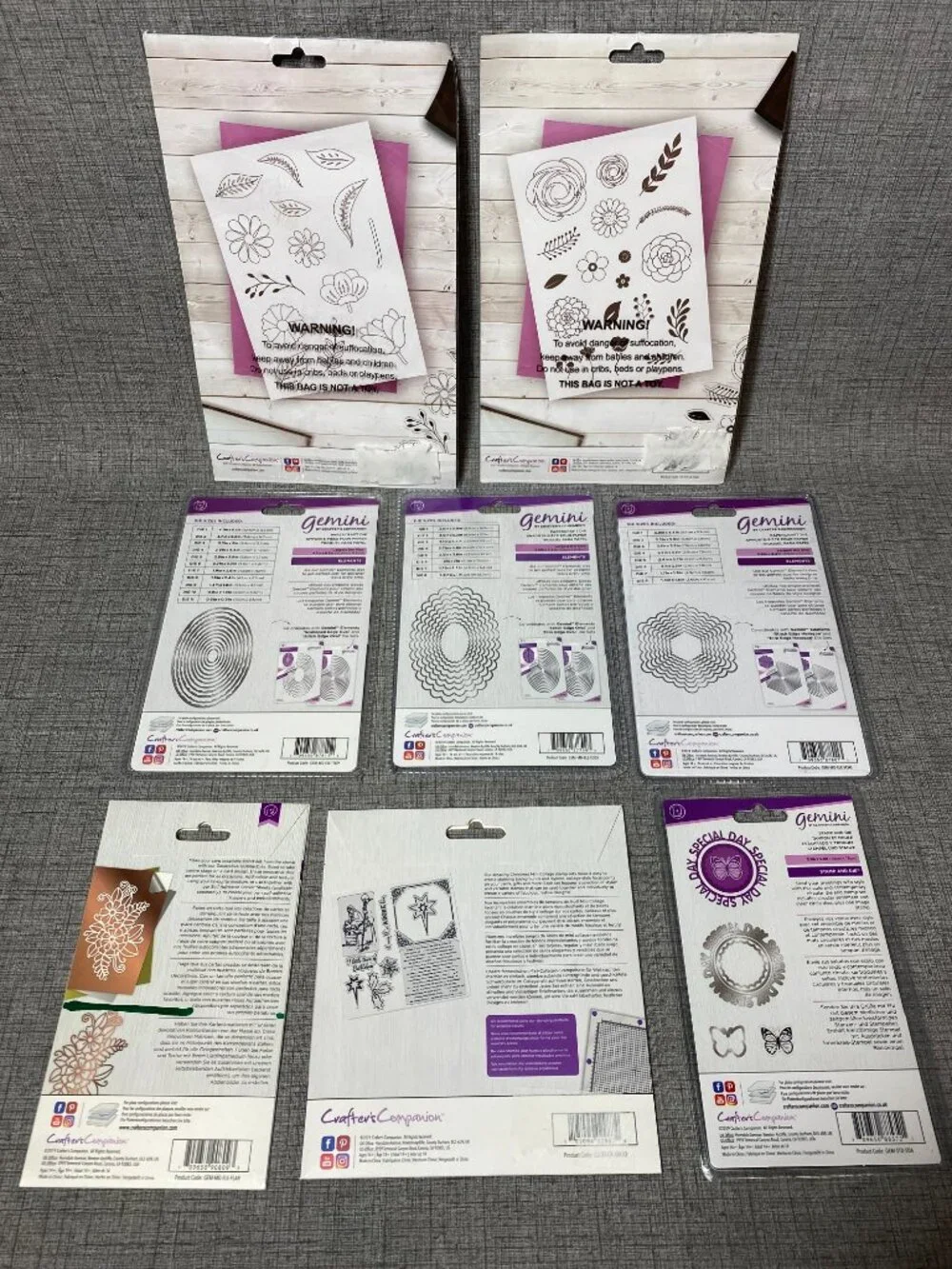 Crafter's Companion Clear Stamps & Die Lot - NEW